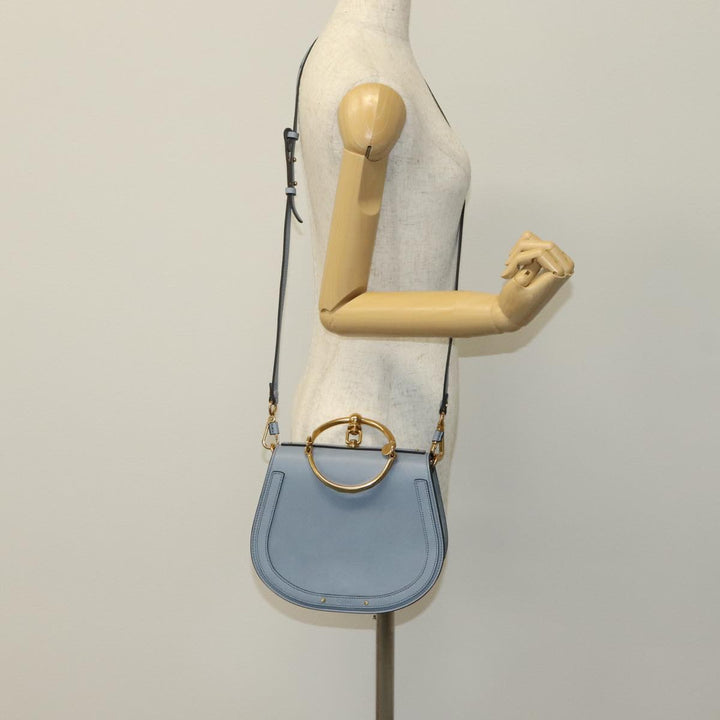Chloe Nile Hand Bag Leather 2way Light Blue Gold 111358