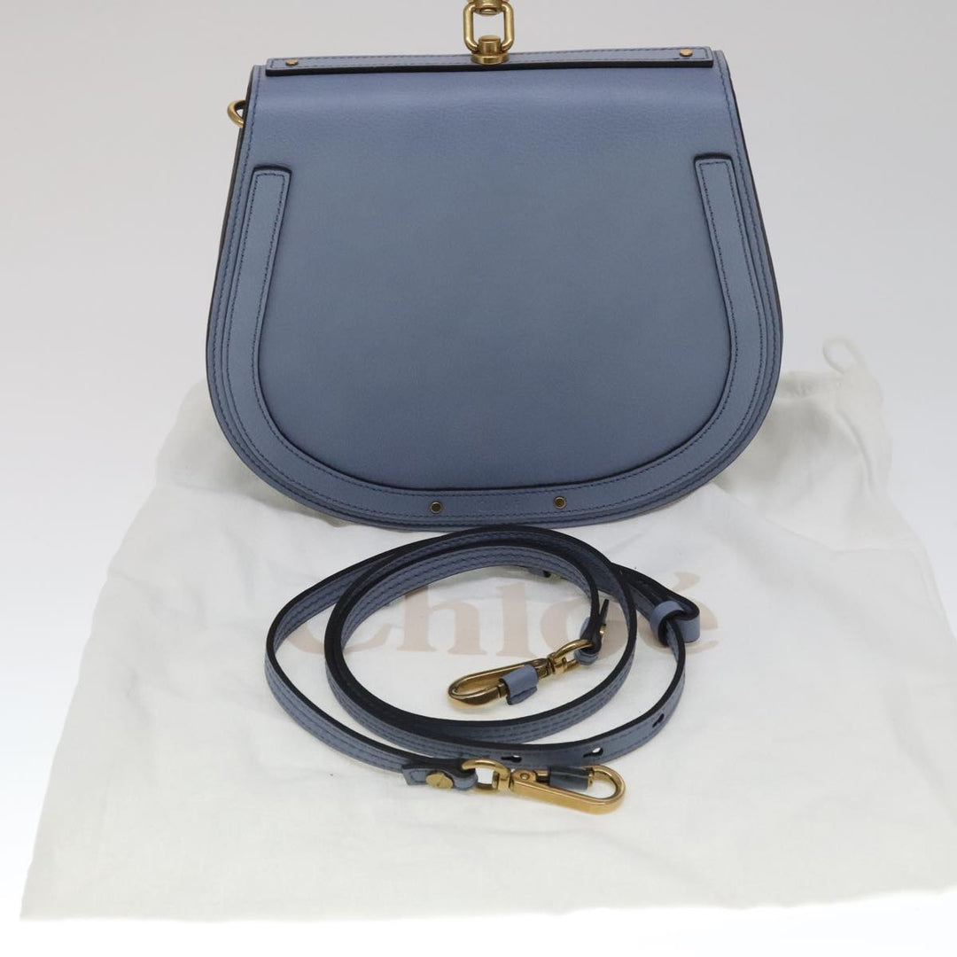 Chloe Nile Hand Bag Leather 2way Light Blue Gold 111358