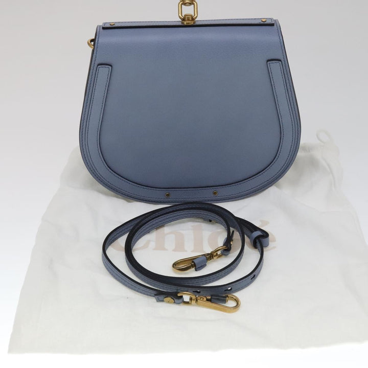 Chloe Nile Hand Bag Leather 2way Light Blue Gold 111358