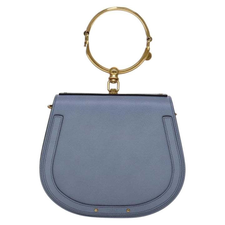 Chloe Nile Hand Bag Leather 2way Light Blue Gold 111358