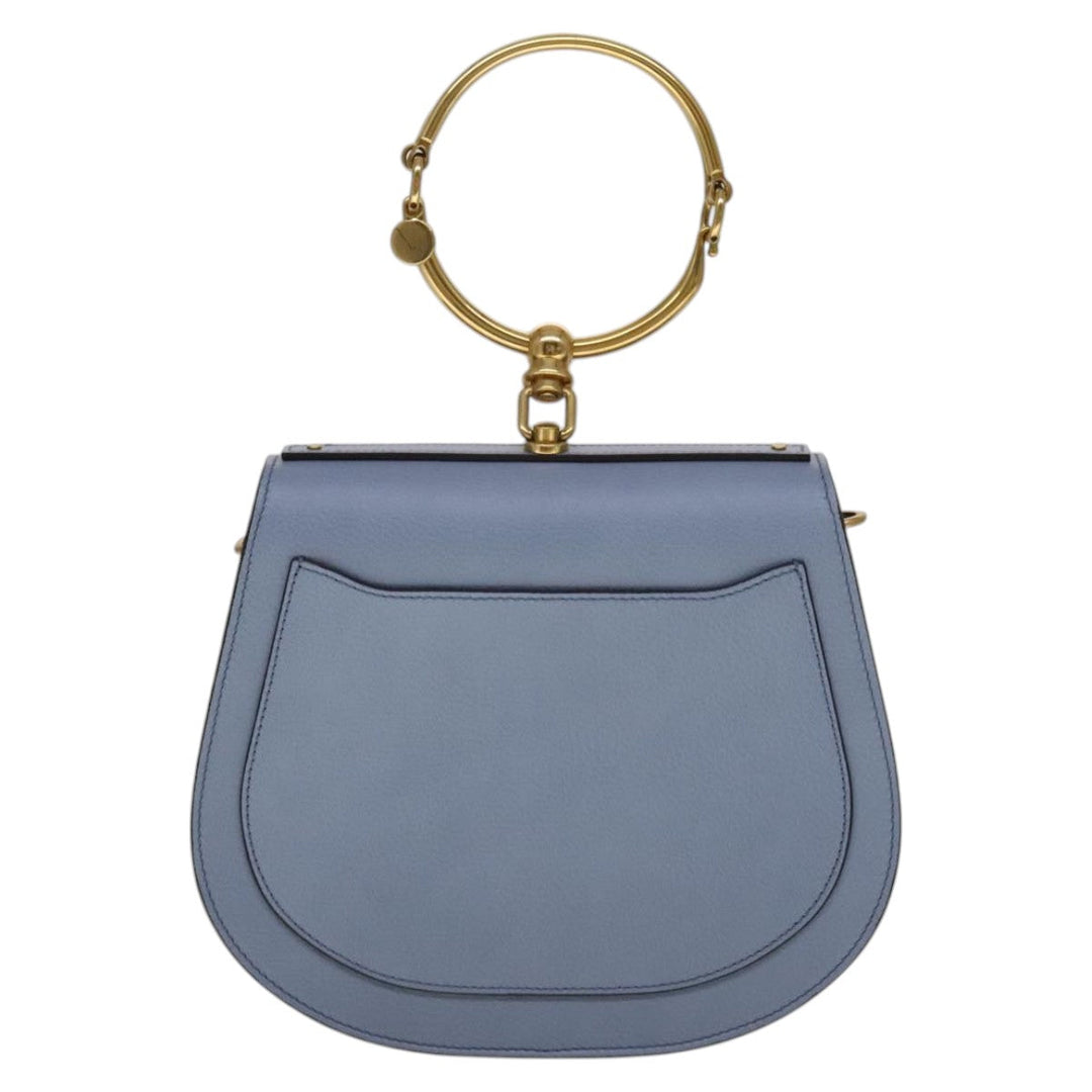 Chloe Nile Hand Bag Leather 2way Light Blue Gold 111358