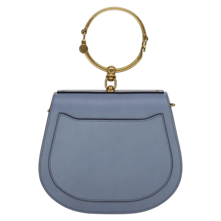 Chloe Nile Hand Bag Leather 2way Light Blue Gold 111358