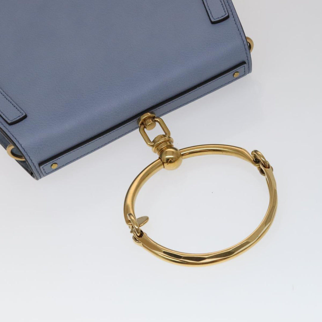 Chloe Nile Hand Bag Leather 2way Light Blue Gold 111358