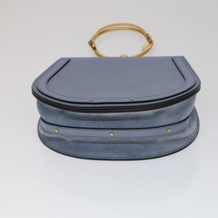Chloe Nile Hand Bag Leather 2way Light Blue Gold 111358