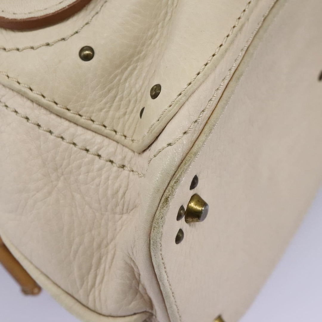 Chloe Paddington Hand Bag Leather Beige Silver 111498