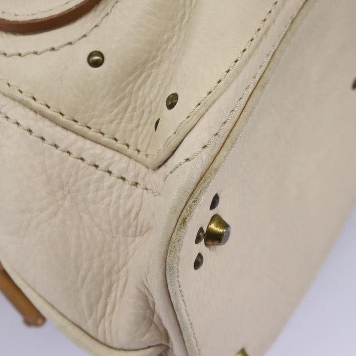 Chloe Paddington Hand Bag Leather Beige Silver 111498