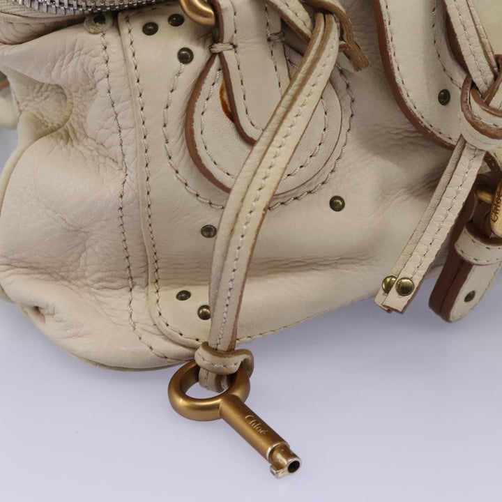 Chloe Paddington Hand Bag Leather Beige Silver 111498