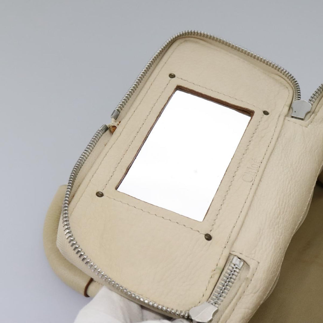 Chloe Paddington Hand Bag Leather Beige Silver 111498