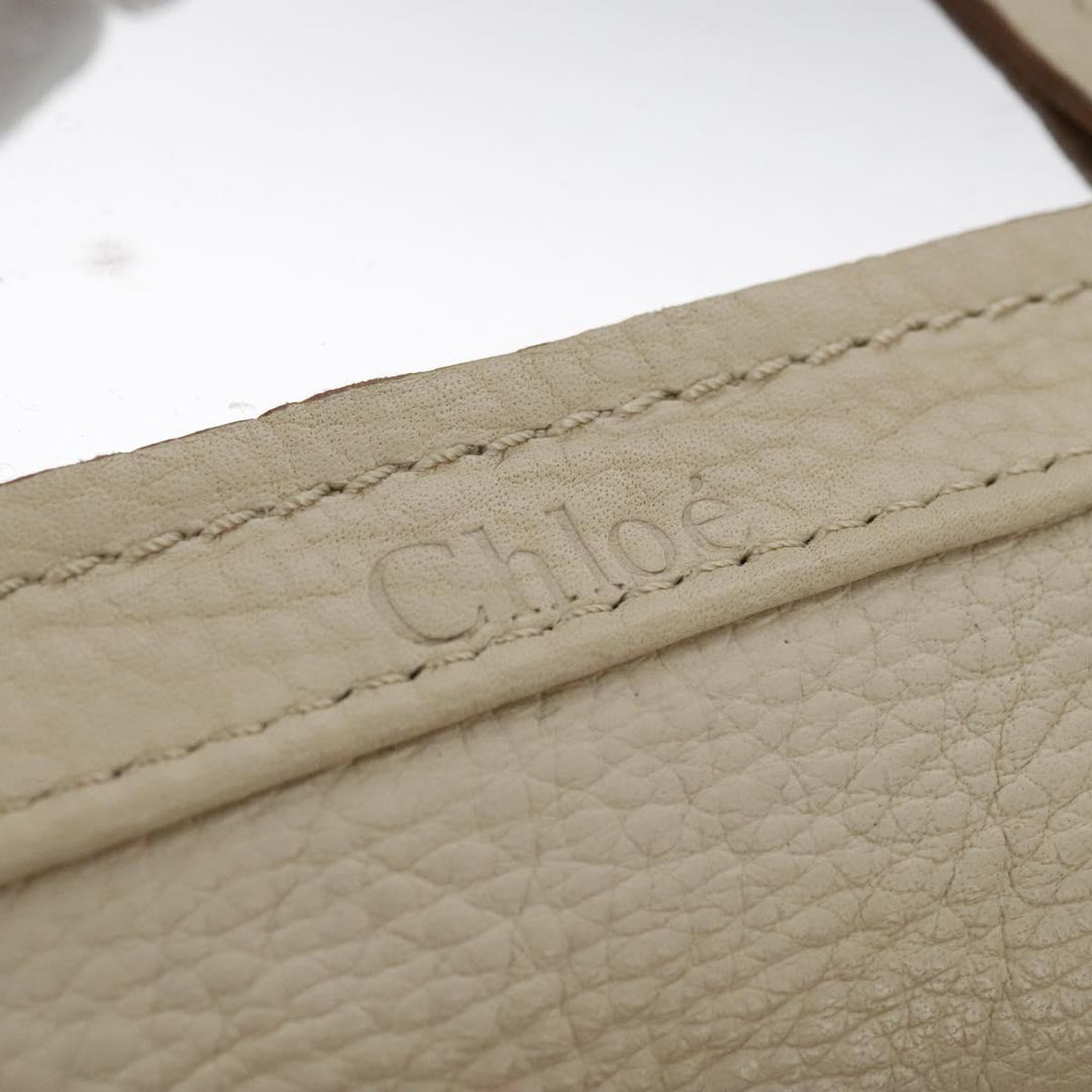 Chloe Paddington Hand Bag Leather Beige Silver 111498