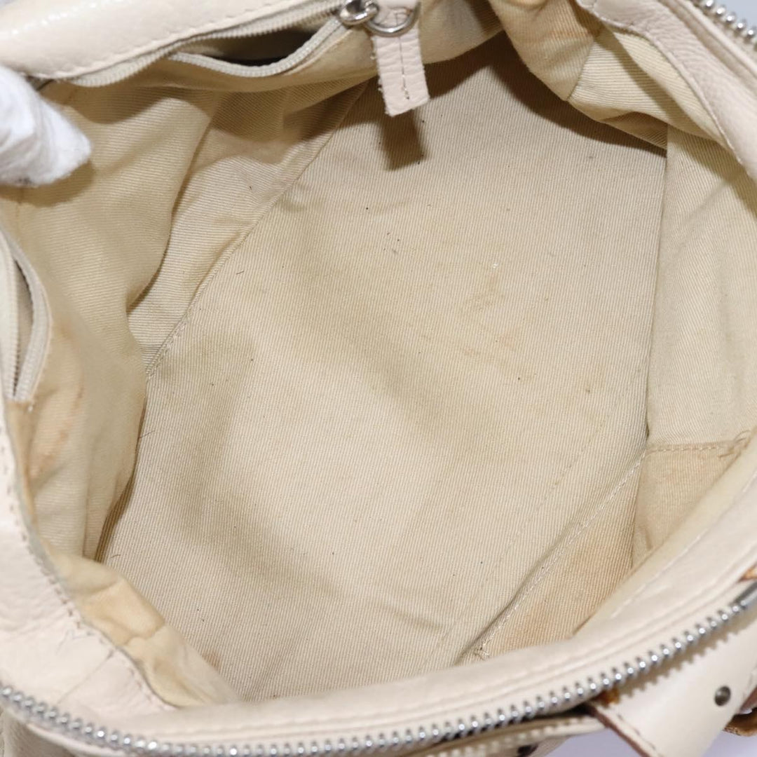 Chloe Paddington Hand Bag Leather Beige Silver 111498