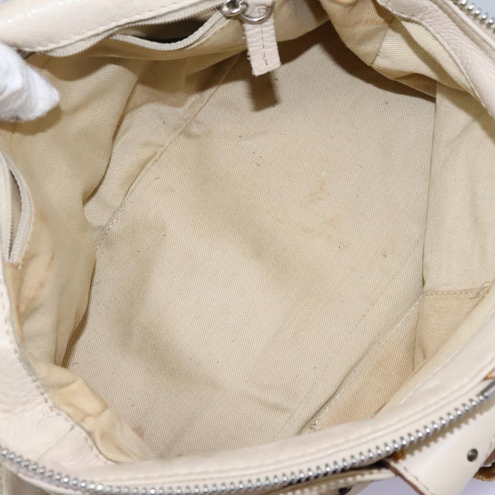 Chloe Paddington Hand Bag Leather Beige Silver 111498