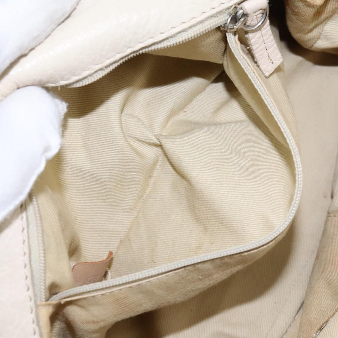 Chloe Paddington Hand Bag Leather Beige Silver 111498