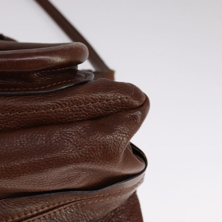 Chloe Paraty Hand Bag Leather 2way Brown Gold 111556