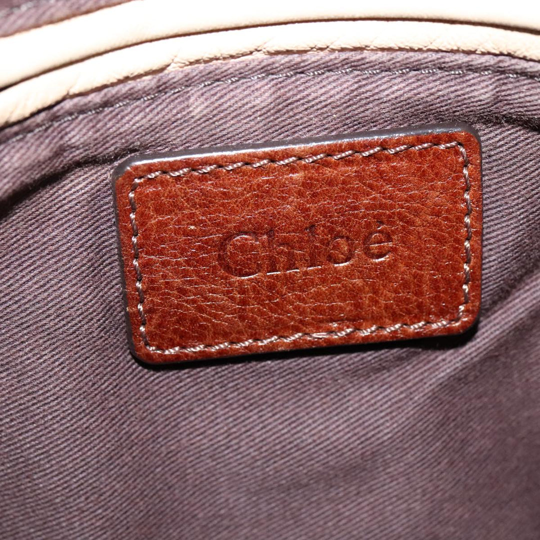 Chloe Paraty Hand Bag Leather 2way Brown Gold 111556