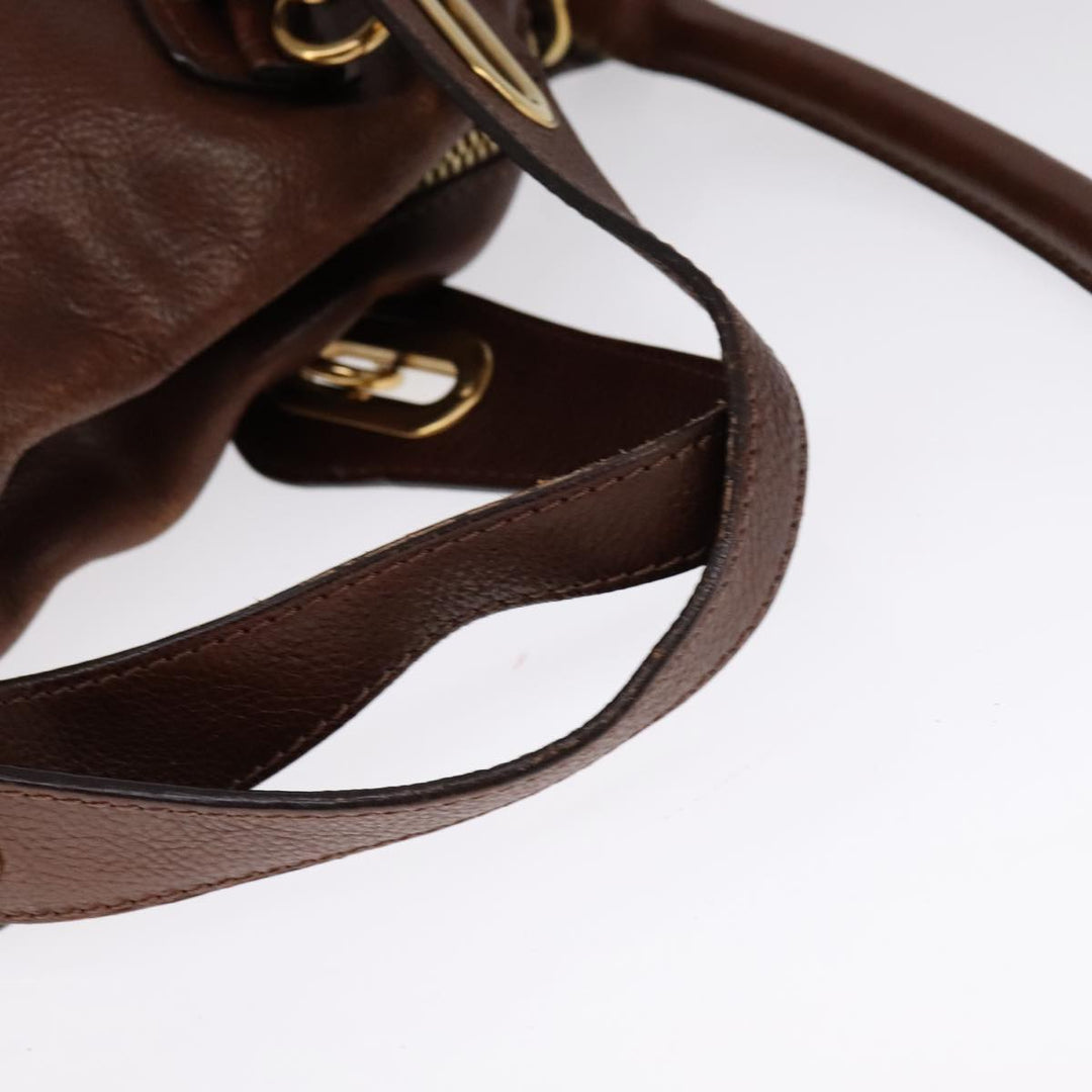Chloe Paraty Hand Bag Leather 2way Brown Gold 111556