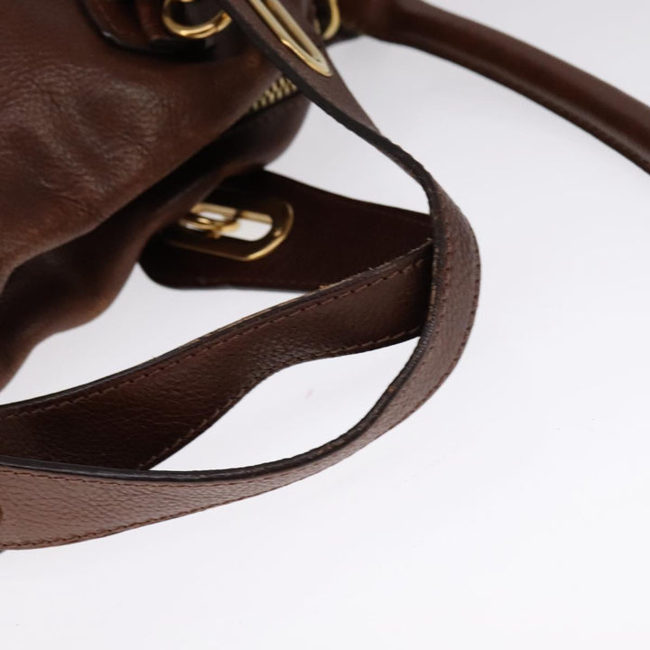 Chloe Paraty Hand Bag Leather 2way Brown Gold 111556