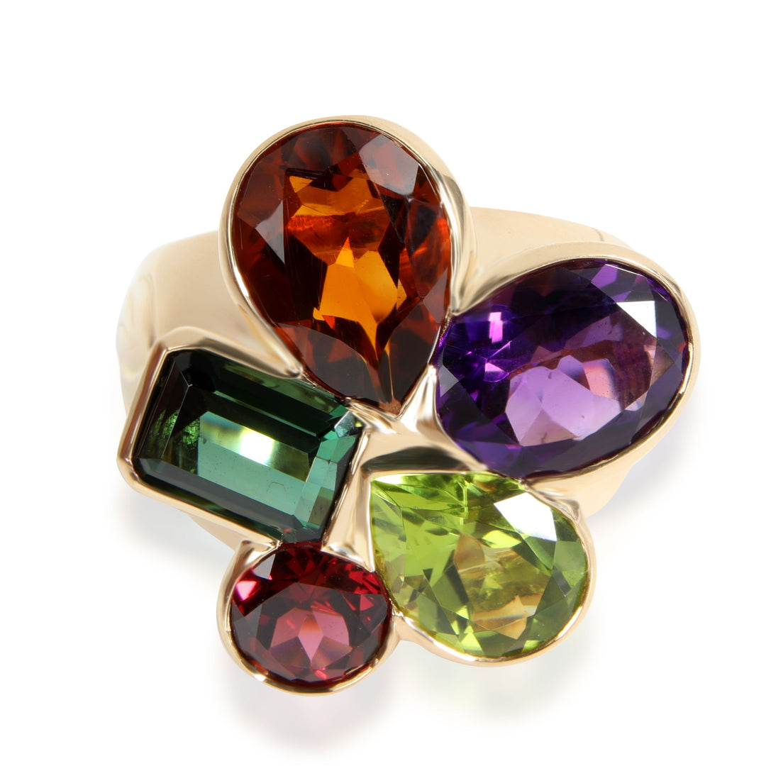CHRISTIAN Top quality Dior Multi Colored Gemstone Cocktail Ring in 18K Yellow Gold
