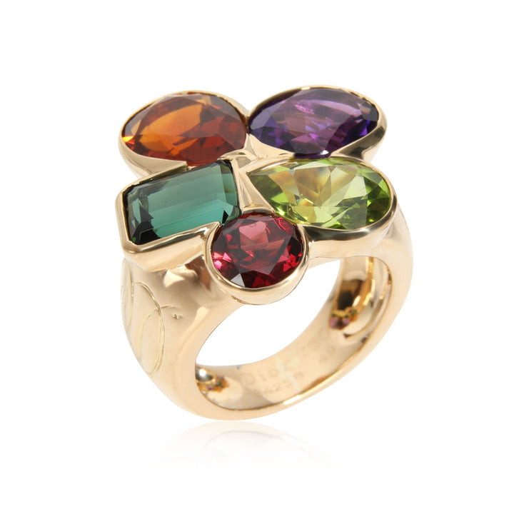 CHRISTIAN Top quality Dior Multi Colored Gemstone Cocktail Ring in 18K Yellow Gold