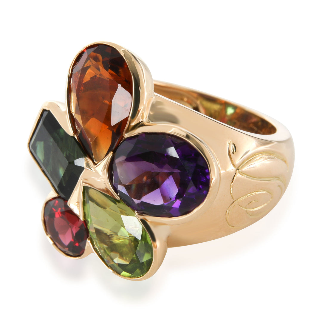 CHRISTIAN Top quality Dior Multi Colored Gemstone Cocktail Ring in 18K Yellow Gold