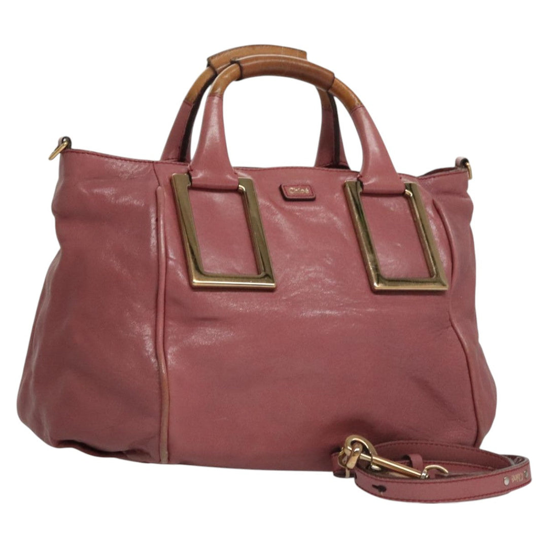 Chloe Etel Hand Bag Leather 2way Pink Gold 111748