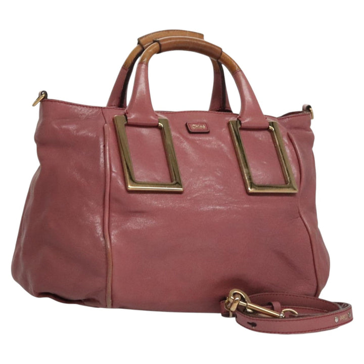 Chloe Etel Hand Bag Leather 2way Pink Gold 111748