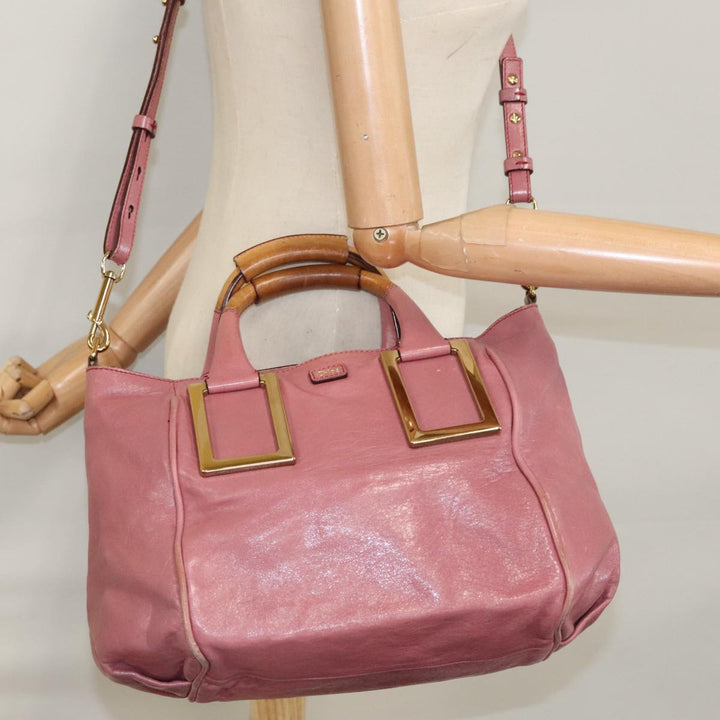 Chloe Etel Hand Bag Leather 2way Pink Gold 111748