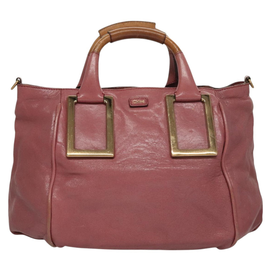 Chloe Etel Hand Bag Leather 2way Pink Gold 111748