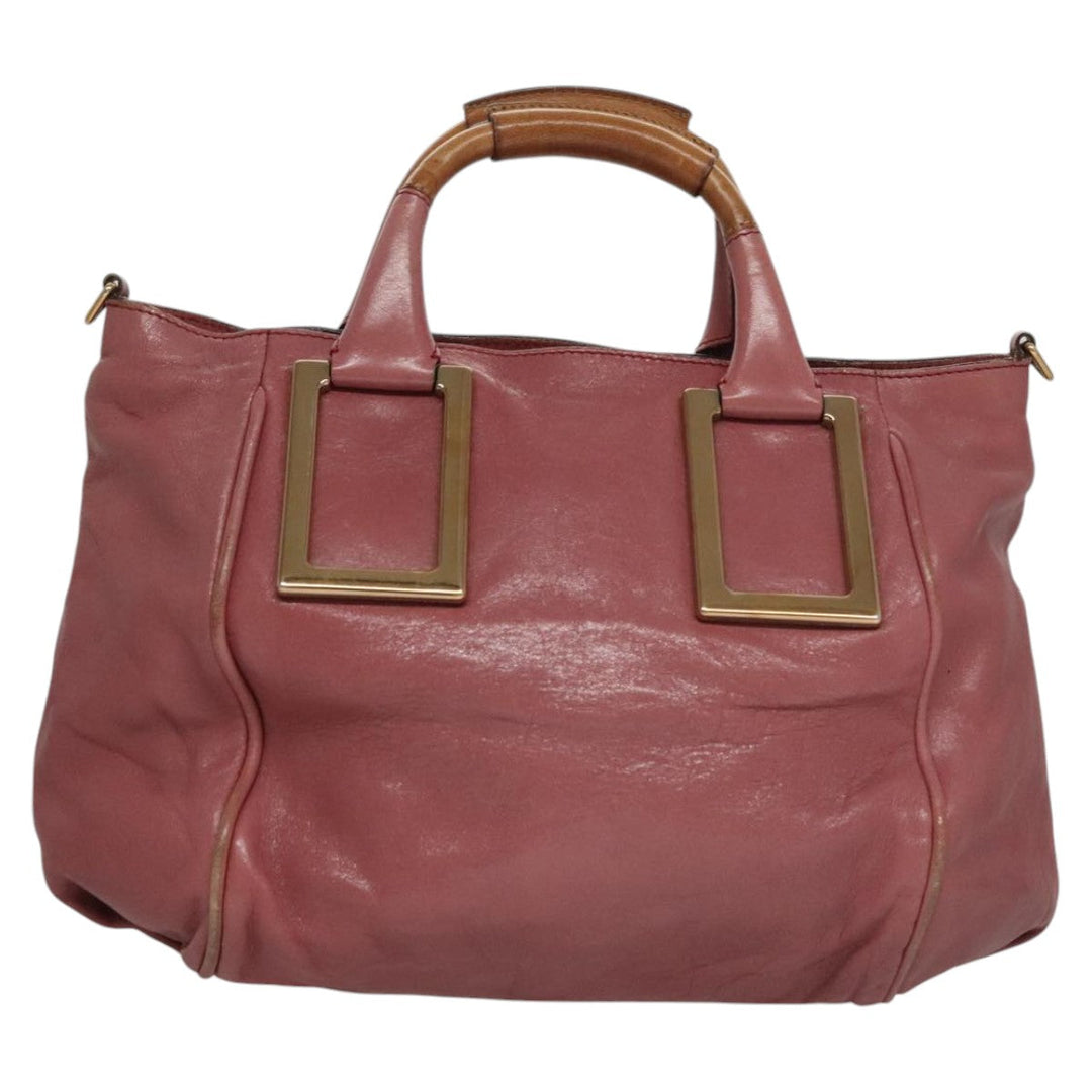 Chloe Etel Hand Bag Leather 2way Pink Gold 111748