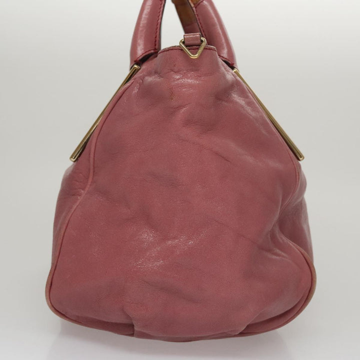 Chloe Etel Hand Bag Leather 2way Pink Gold 111748