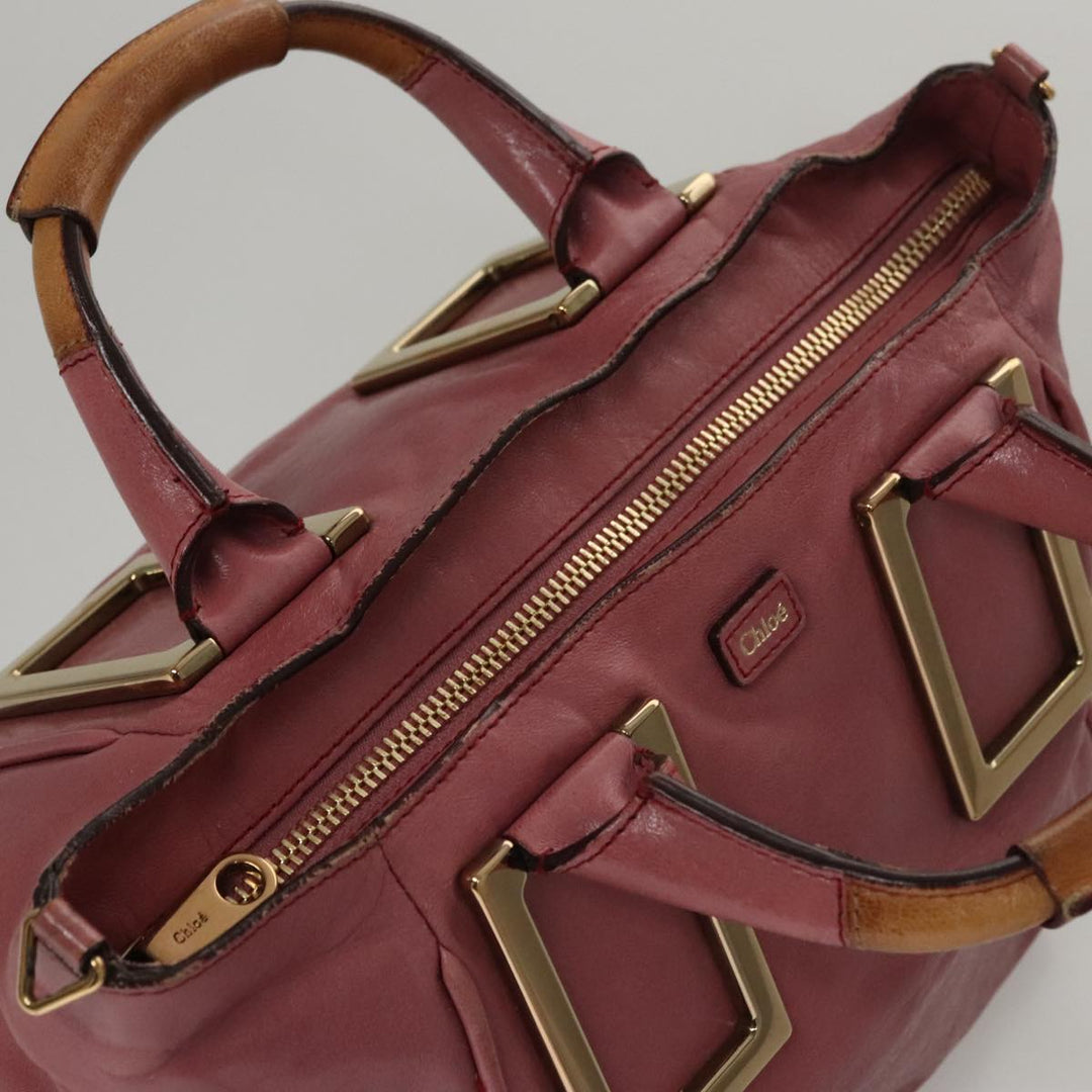 Chloe Etel Hand Bag Leather 2way Pink Gold 111748