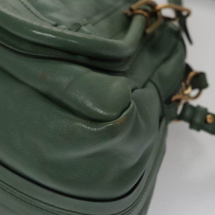 Chloe Paraty Hand Bag Leather 2way Green Gold 112404