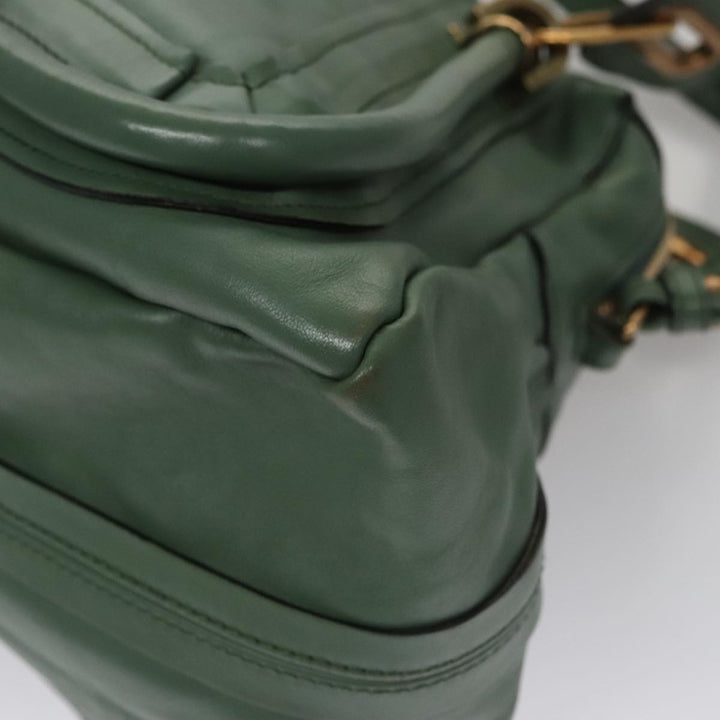 Chloe Paraty Hand Bag Leather 2way Green Gold 112404