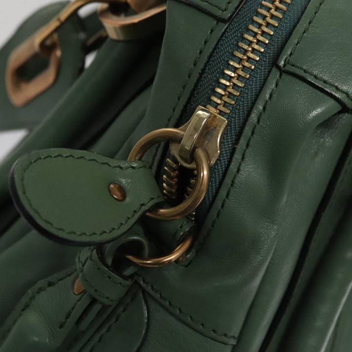 Chloe Paraty Hand Bag Leather 2way Green Gold 112404