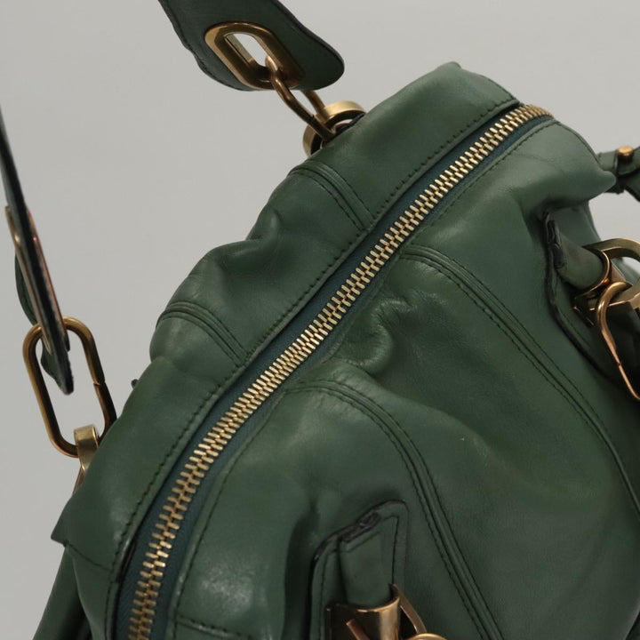 Chloe Paraty Hand Bag Leather 2way Green Gold 112404