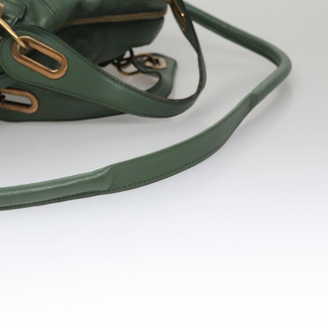Chloe Paraty Hand Bag Leather 2way Green Gold 112404