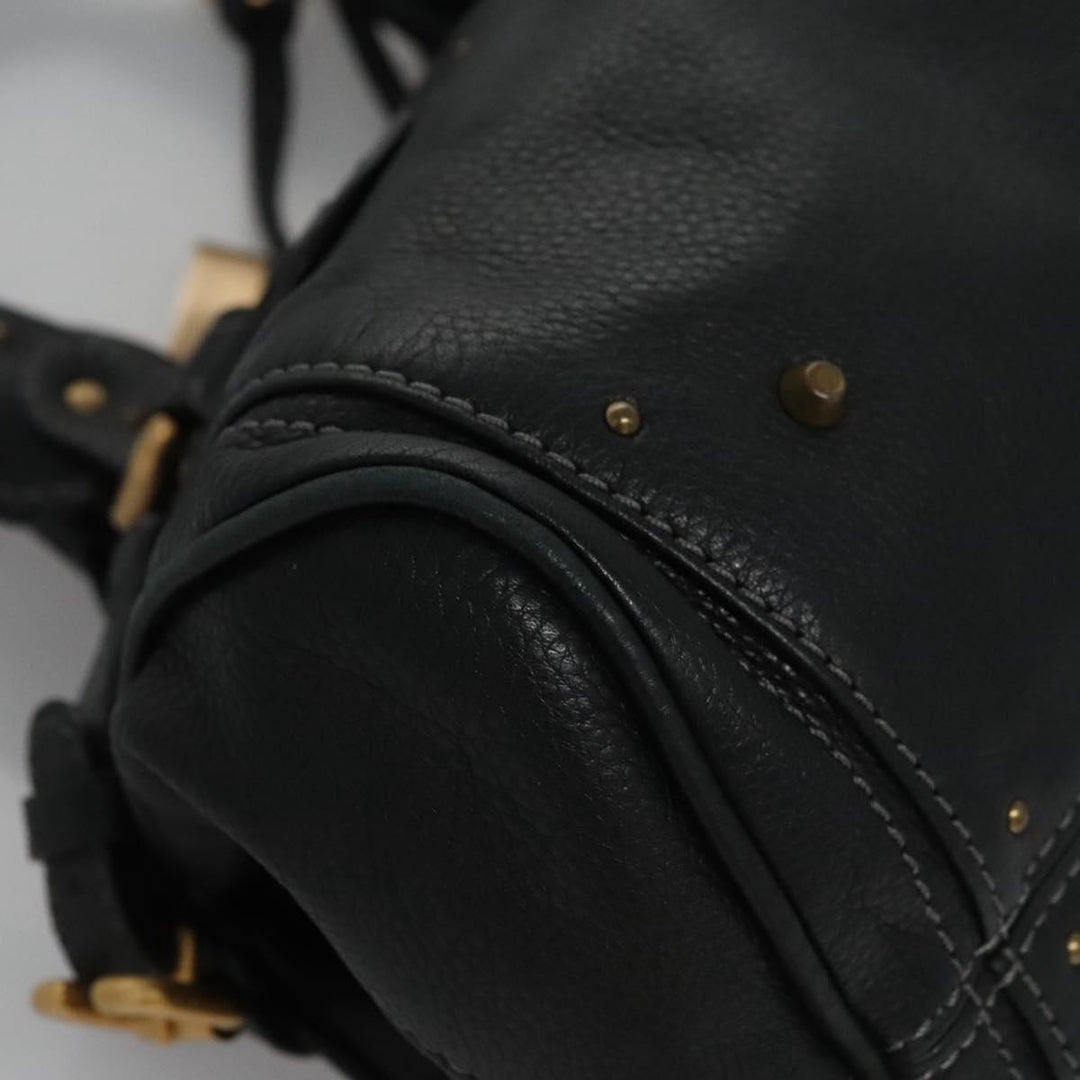 Chloe Paddington Hand Bag Leather Black Silver 112535
