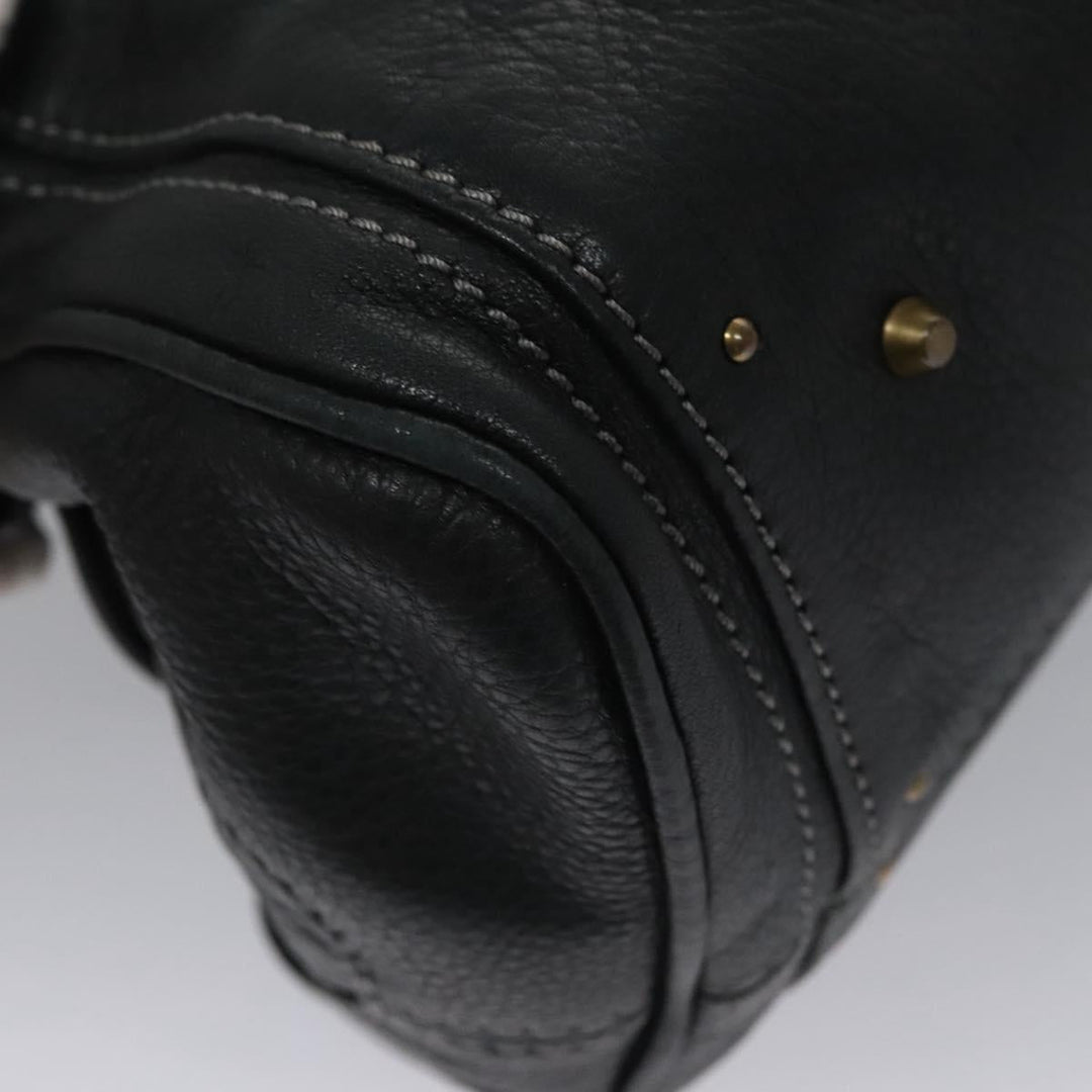 Chloe Paddington Hand Bag Leather Black Silver 112535