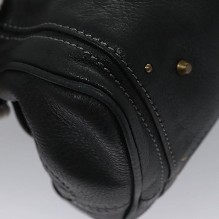 Chloe Paddington Hand Bag Leather Black Silver 112535