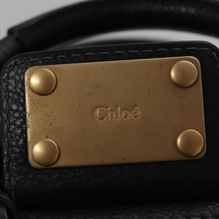 Chloe Paddington Hand Bag Leather Black Silver 112535