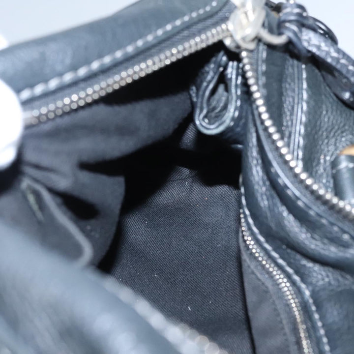 Chloe Paddington Hand Bag Leather Black Silver 112535