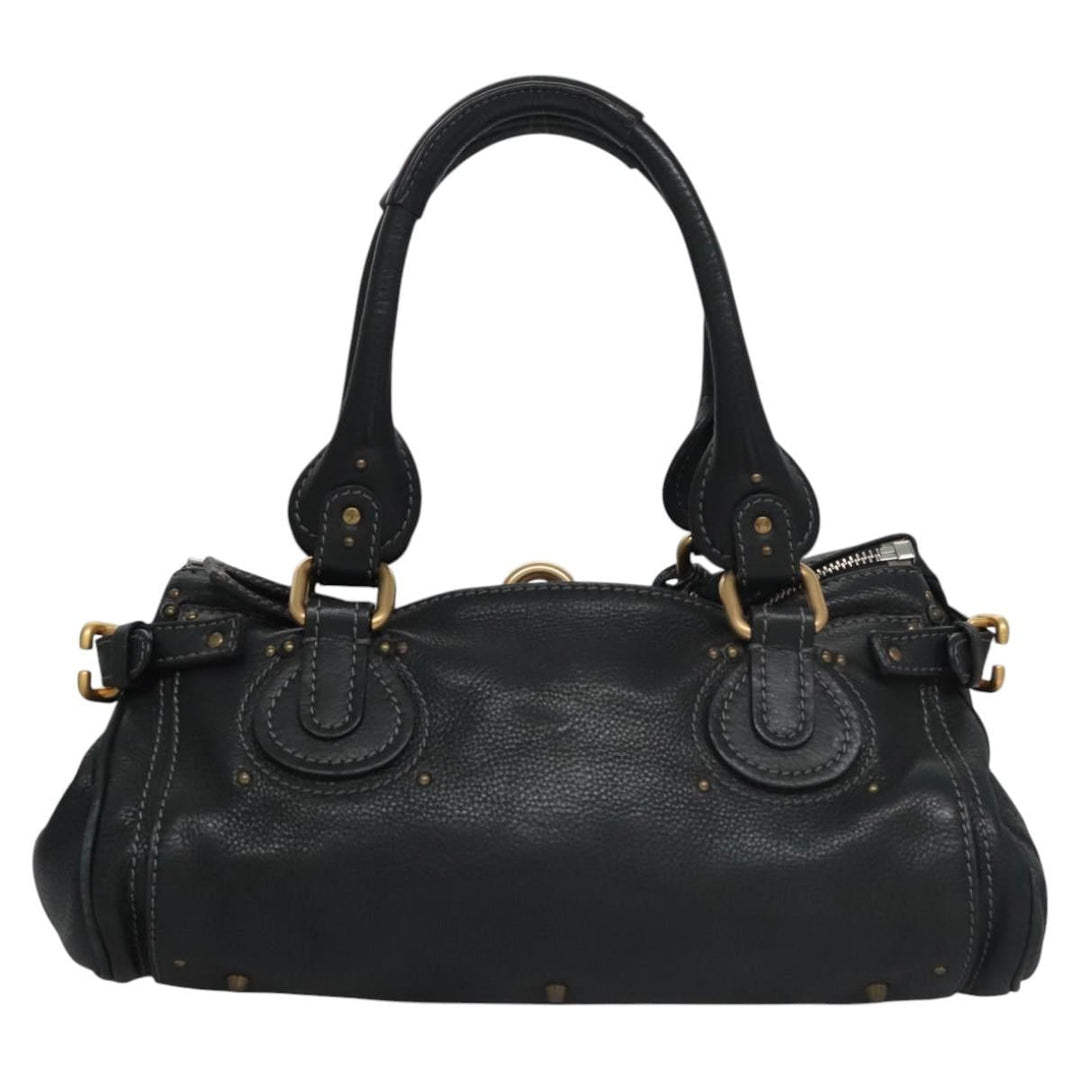 Chloe Paddington Hand Bag Leather Black Silver 112535