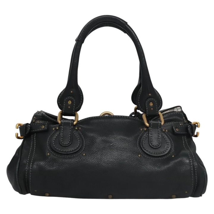 Chloe Paddington Hand Bag Leather Black Silver 112535