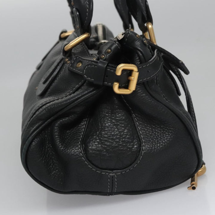 Chloe Paddington Hand Bag Leather Black Silver 112535