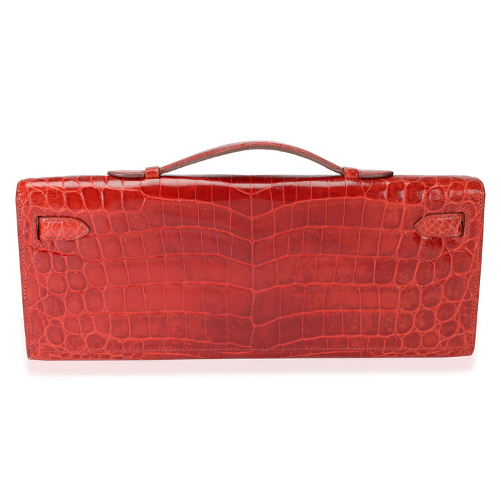 Premium Handmade Hermes Sanguine Shiny Niloticus Crocodile Kelly Cut GHW