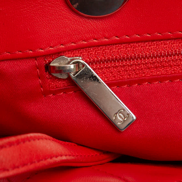 Top Quality Chanel Coco Chain Matrasse Chain Shoulder Bag Tote Red Silver Leather  Chanel