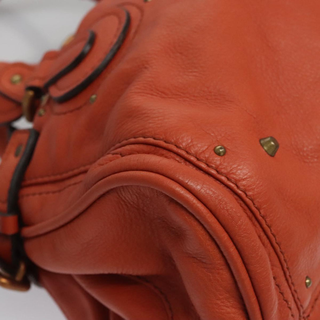Chloe Paddington Hand Bag Leather Orange Silver gold 113162
