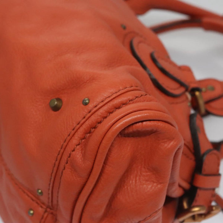 Chloe Paddington Hand Bag Leather Orange Silver gold 113162