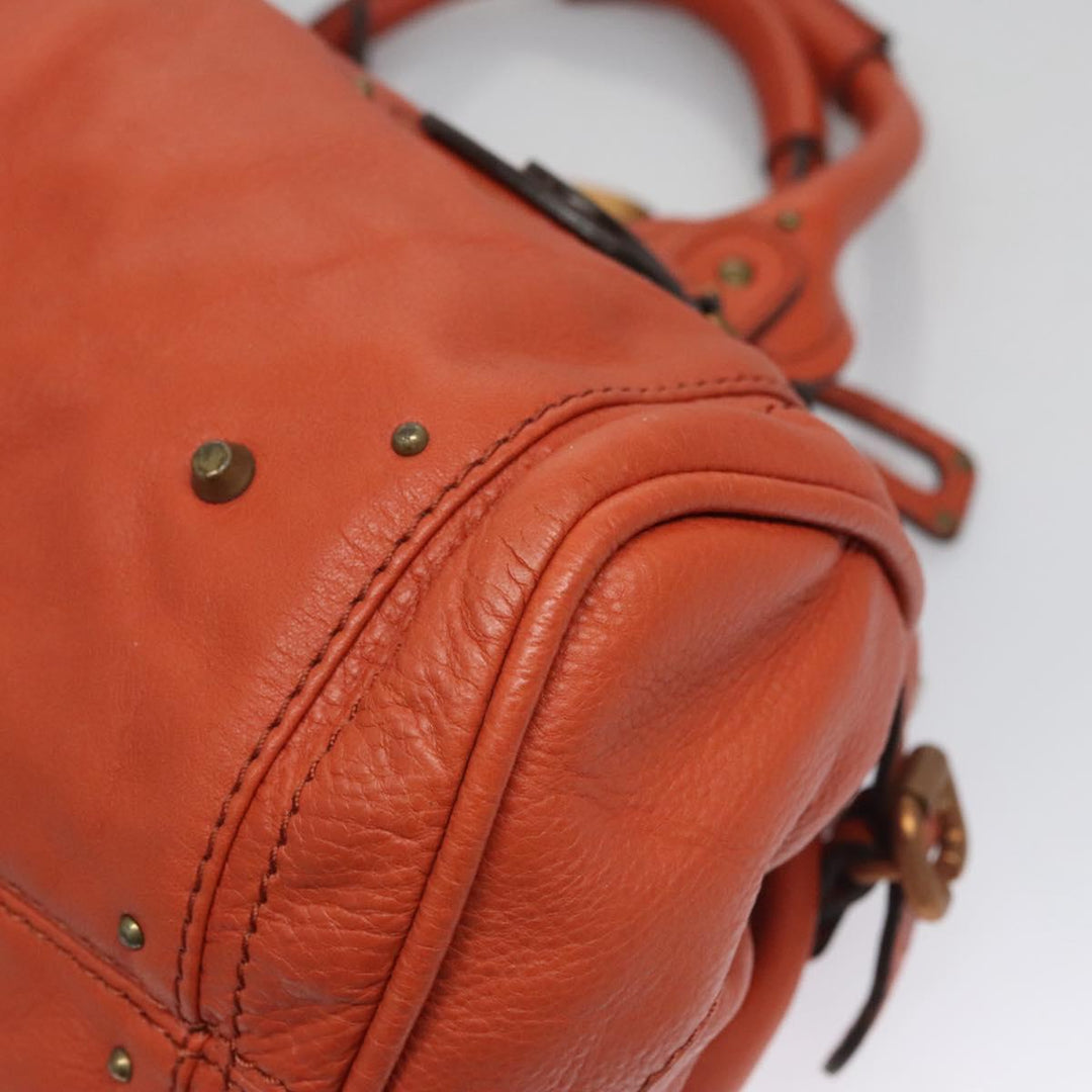 Chloe Paddington Hand Bag Leather Orange Silver gold 113162