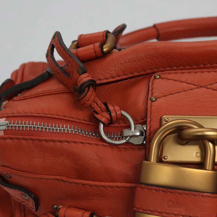 Chloe Paddington Hand Bag Leather Orange Silver gold 113162