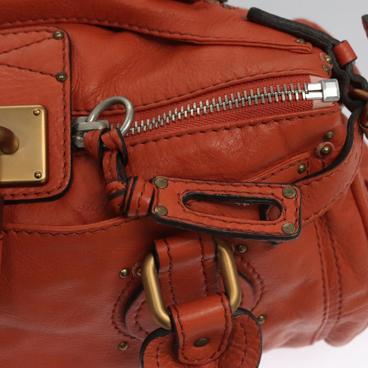 Chloe Paddington Hand Bag Leather Orange Silver gold 113162